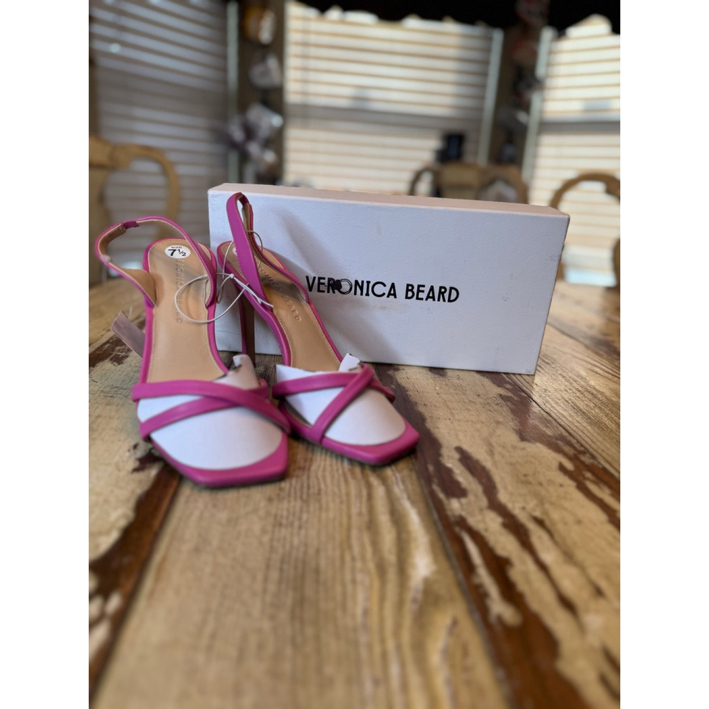 VERONICA BEARD | Pink & White Slingback Heels 7.5